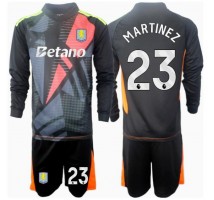 Aston Villa Emiliano Martinez #23 Bramkarskie Koszulka Wyjazdowa dzieci 2024-25 Długi Rękaw (+ krótkie spodenki)